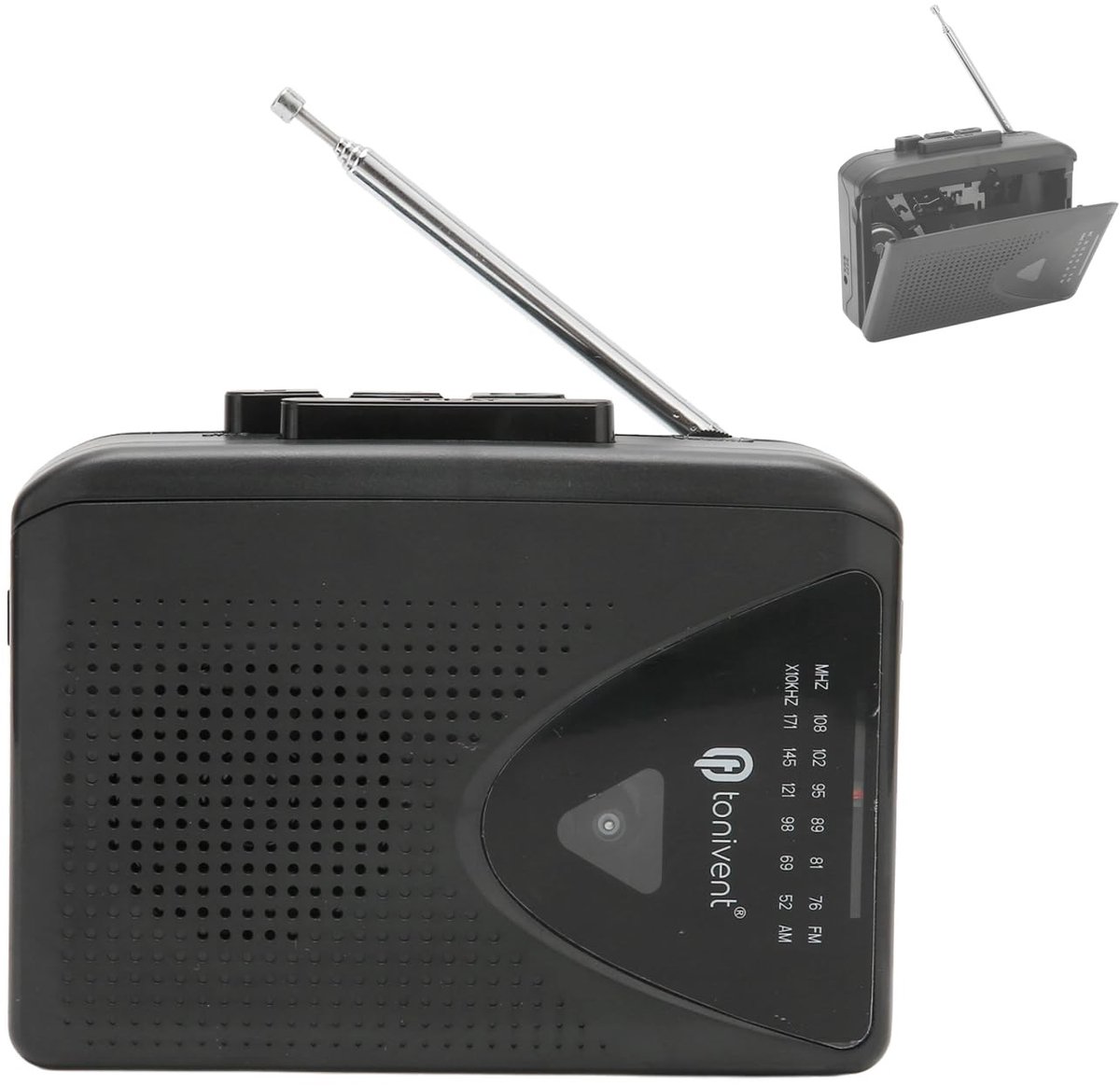 Dailygoody - Cassettespeler - Draagbare cassettespeler - Compact met externe luidspreker - Zwart - AM FM-radio - Geschikt voor muziek - Persoonlijke r