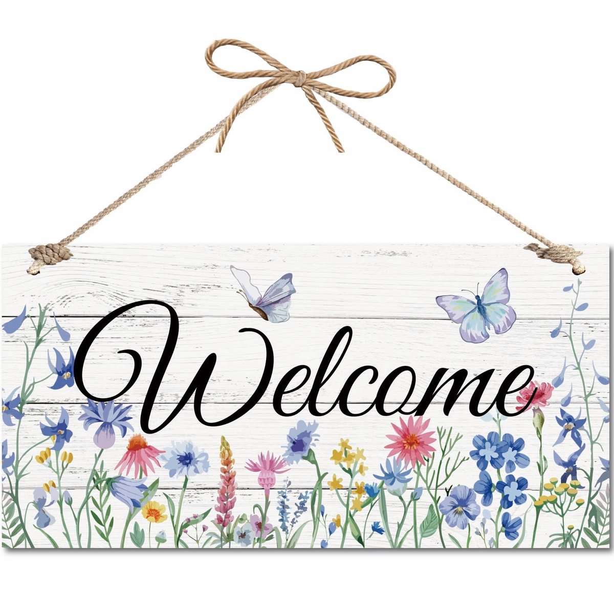 Dailygoody - Welkom bord - Houten deurbord - Vintage retro stijl - 30,5 x 15,5 cm - Huisdecoratie - Perfect voor tuin en voordeur - Cadeau voor housew...