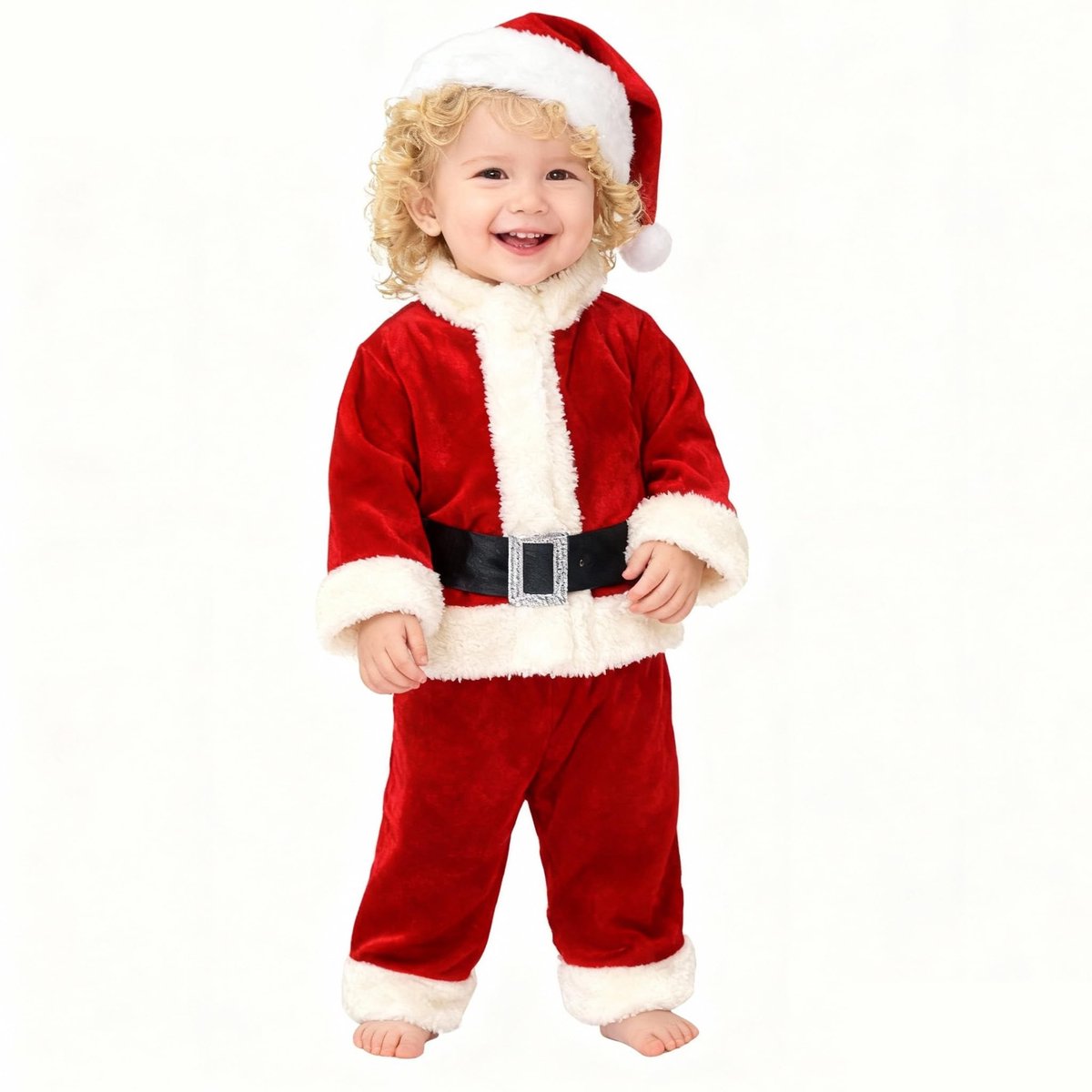 Dailygoody - Kerstkostuum voor baby's - kerstman outfit - warme en gezellige set - uniseks - eerste kerst - complete set met muts en broek - geschikt ...