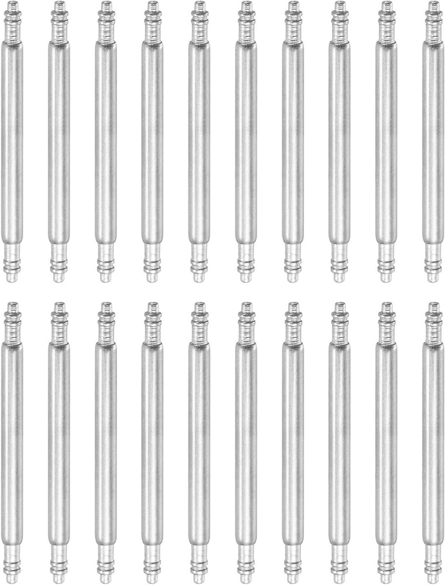 20 stuks veerpennen voor horloges 22 mm - Roestvrij staal reservepinnen voor armbanden, dubbele rand en extra duurzaamheid