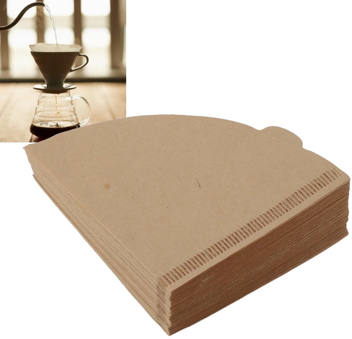 Dailygoody - Koffiefilters - Wegwerpkoffiefilterpapier - 100 Stuks Wit - Kegelfilters - Perfect voor Koffiezetapparaat - Geschikt voor 8 tot 12 Kopjes
