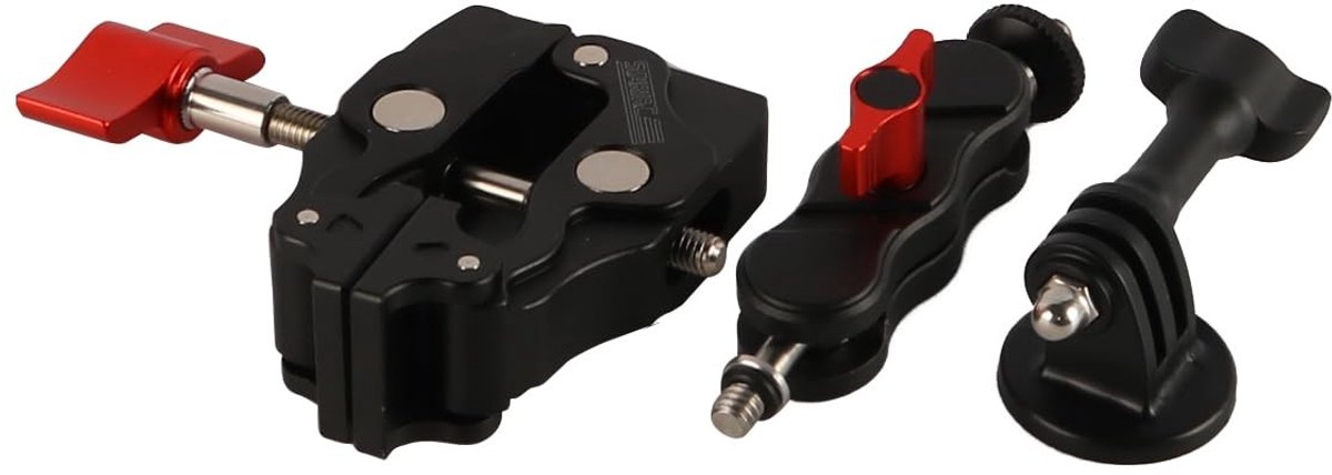 Dailygoody - Action Camera - Multifunctionele Ballhead Clamp - 360° draaibaar - Zwart + Rood - Camera Mount - Geschikt voor Action Camera - Model L1235