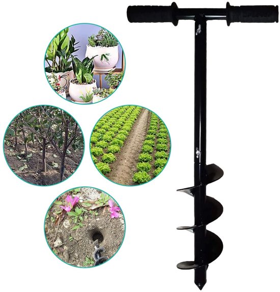 Grondboor voor tuin en strand, 10 x 60 cm, T-greep, handboor voor bloembollen, bomen, hekpalen, strandparasols, zonder gereedschap te monteren van Merkloos	 — afbeelding 4