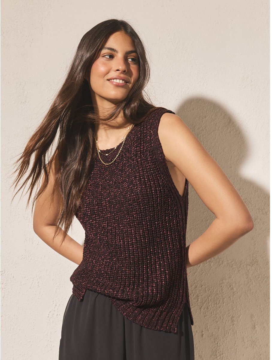Next - Dames - Opengebreide tanktophals - Bruin
