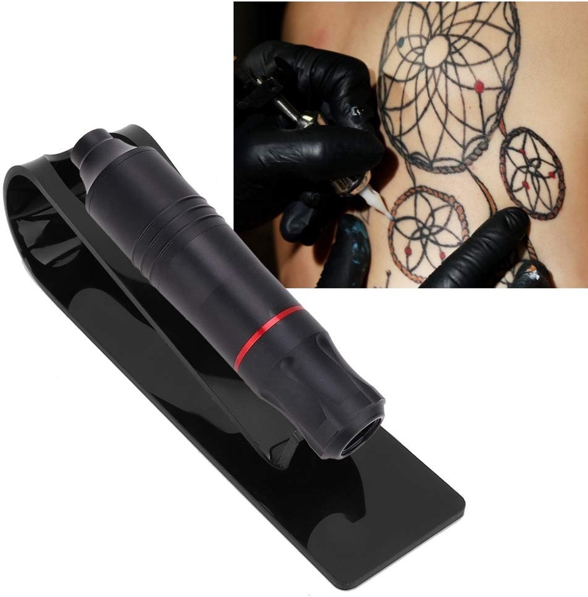 Dailygoody - Transparent Tattoo Gun Holder - Tattoo Pen Stand - Stabiele Organizer - Zwart - Professioneel en Thuisgebruik - Tattoo Accessoire
