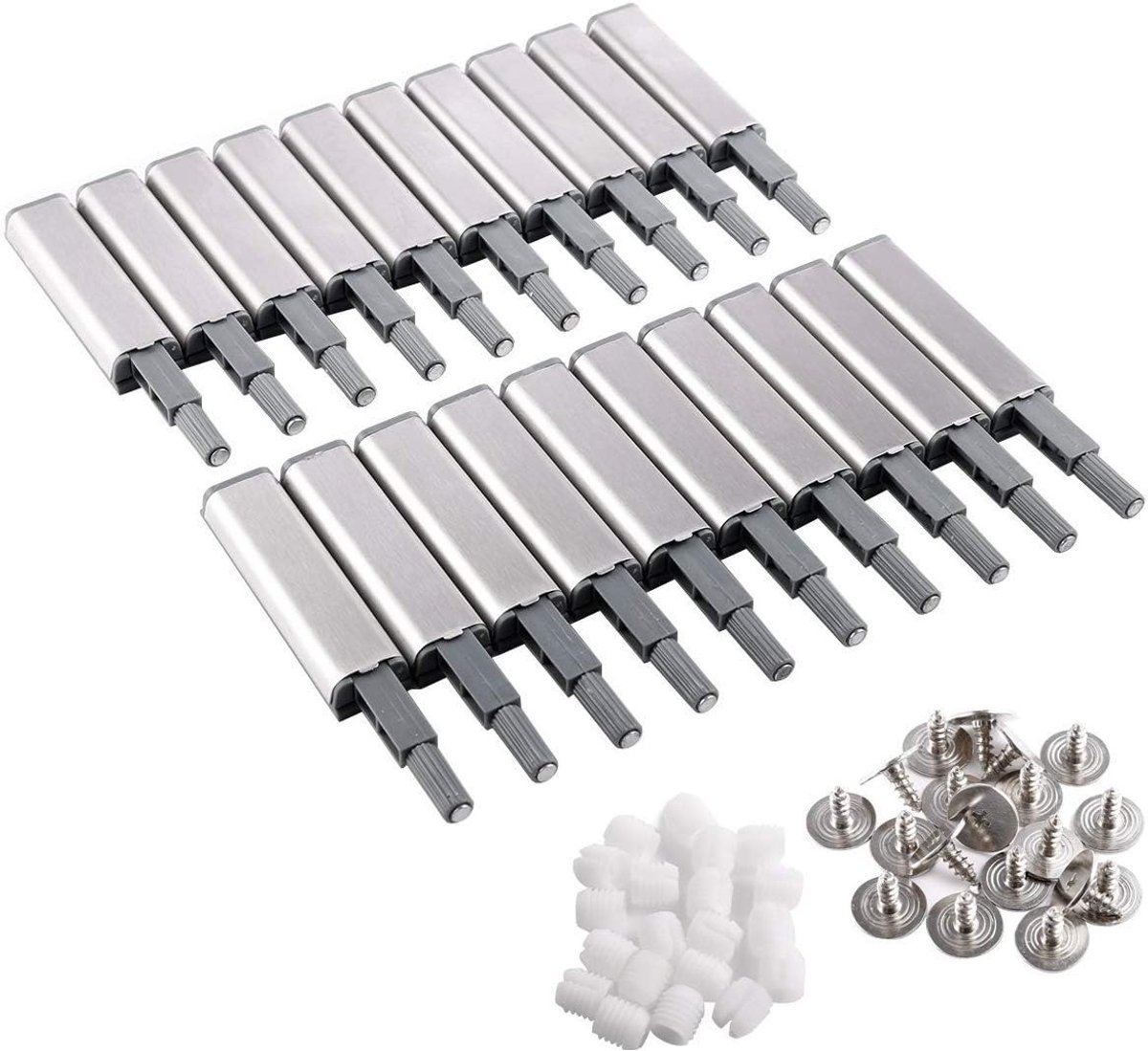 10 Stuks Push to Open Systeem met Soft Close Dempers voor Keuken- en Meubeldeuren, Magneetvergrendeling en Scharnieren