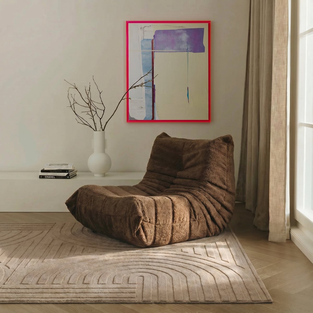 Vloerkleed Scandinavisch taupe hoog/laag Ella 240 x 340cm Mrcarpet