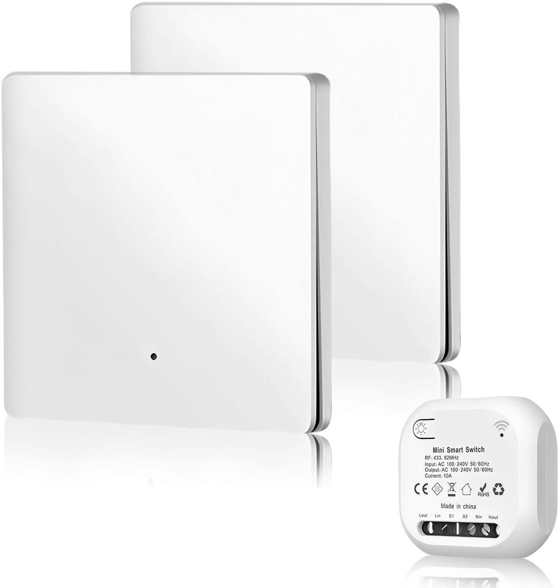 Dailygoody - Draadloze Schakelset - Lichtschakelaars - 10A - 230V - Voor Binnen en Buiten - Set van 2 - Handig en gebruiksvriendelijk