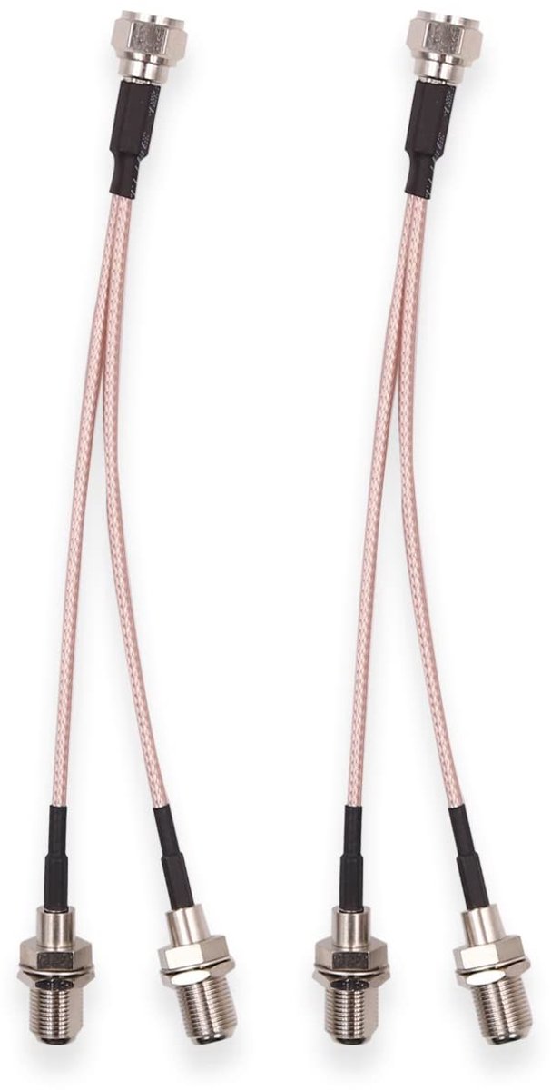Dailygoody - F-Type Splitter - Coaxkabel - 2 Stuks - Flexibele RG316 Kabel - Geschikt voor Kabeltelevisie - 50 Ohm