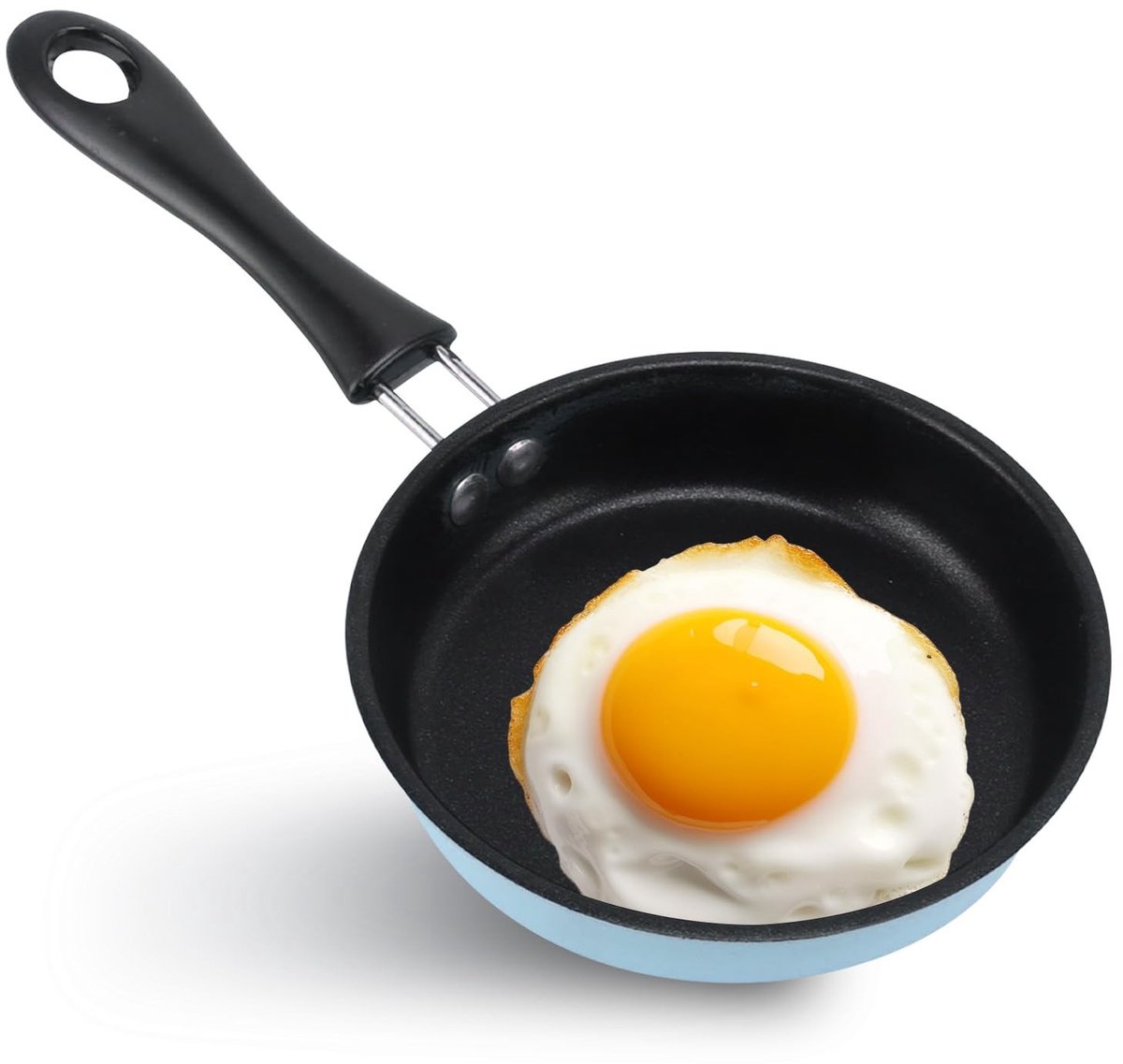 5 Inch Mini Stainless Steel Round Egg Frying Pan - Nonstick Omelette Pan - Multifunctionele Pan met Handvat voor Inductiekookplaat - Blauw