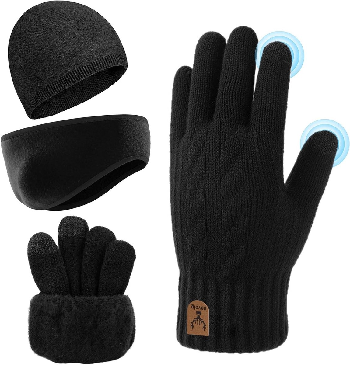 Set van 3 Waterdichte Winterhandschoenen voor Mannen en Vrouwen - Elastische, Warme en Touchscreen Geschikte Handschoenen voor Buitenactiviteiten, Fietsen en Autorijden