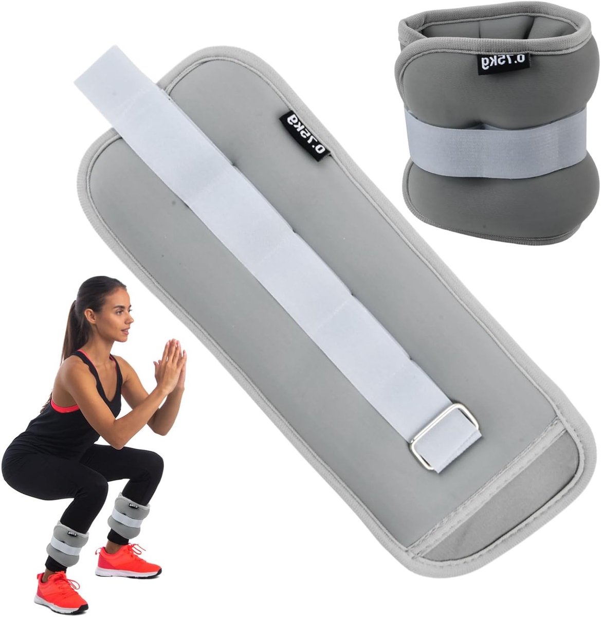 2 x Enkelgewichten 0.75/0.5 kg, Verstelbare Gewichten voor Fitness, Yoga en Aerobics, Ideaal voor Fysiotherapie en Training