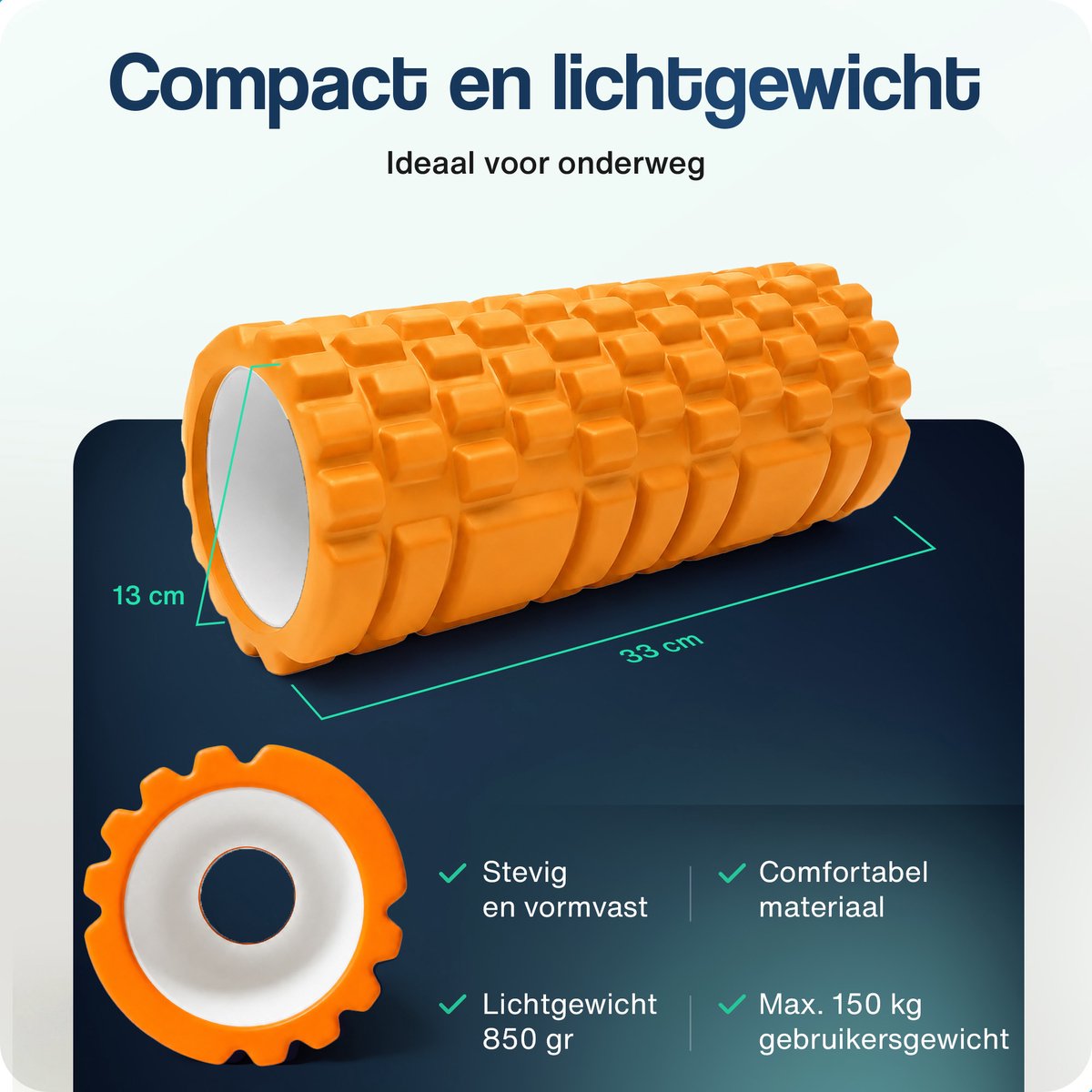 Hulser Foam Roller 33 cm – Massage roller – Fitness en Yoga foamroller – Oranje – Met digitale startgids - Voor triggerpoint massage - Grid Trigger thumbnail 5