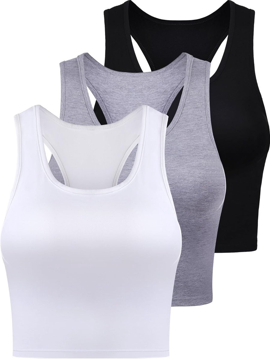 3-delige set crop tops voor dames - comfortabele bodice tanktops voor casual en sportieve looks