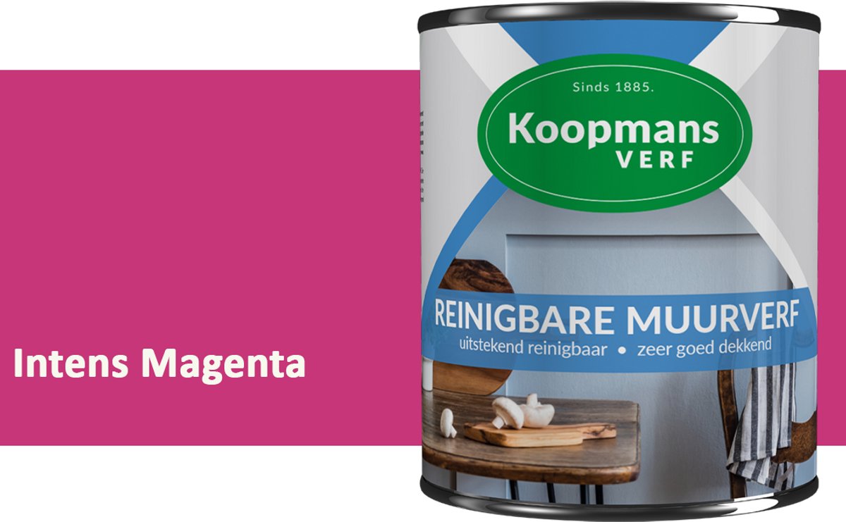 Koopmans Reinigbare Muurverf – Afwasbare Schrobvaste Muurverf Binnen – Mat – Voor Keuken, Woonkamer & Kinderkamer – Intens Magenta – 7,5 l