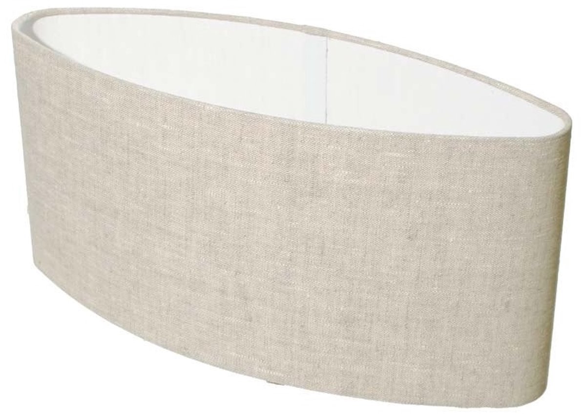 LT-Luce Ovale Vlaslinnen Licht Lampenkap 35cm - Handgemaakt - Zachte Lichtverspreiding - Crème
