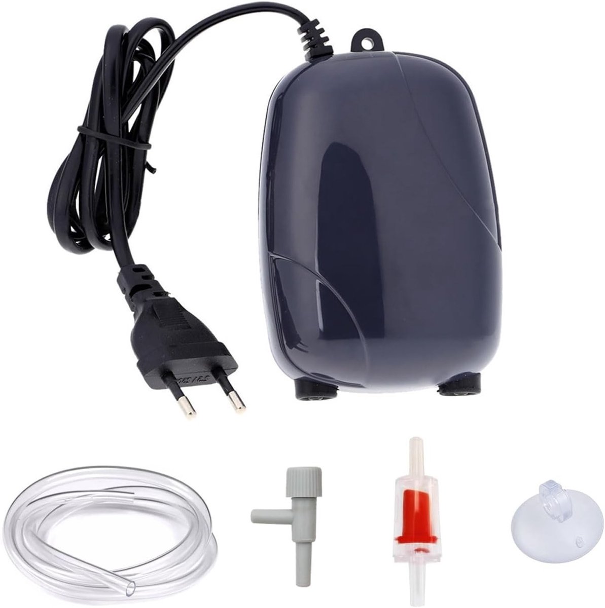 Krachtige 3 W Aquarium Luchtpomp met 1.6 L/min, Geluidsloze Oxygenator, Inclusief Slangen en Pneumatische Steentjes voor Optimale Beluchting