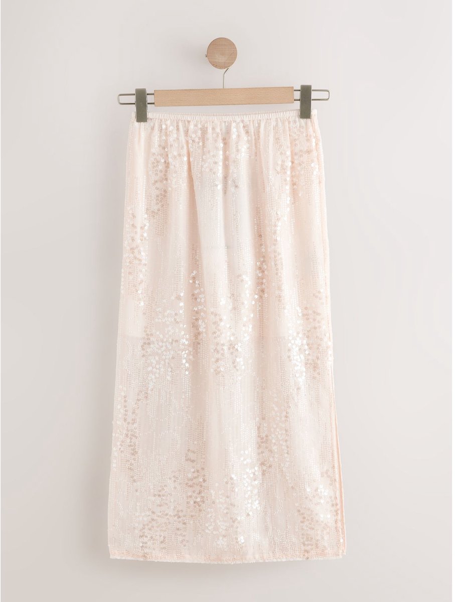 Next - Dames - Halflange rok met lovertjes - Crème