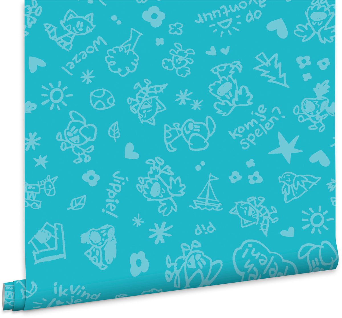 Woezel en Pip Behang - Dieren - 10mx53cm - Blauw