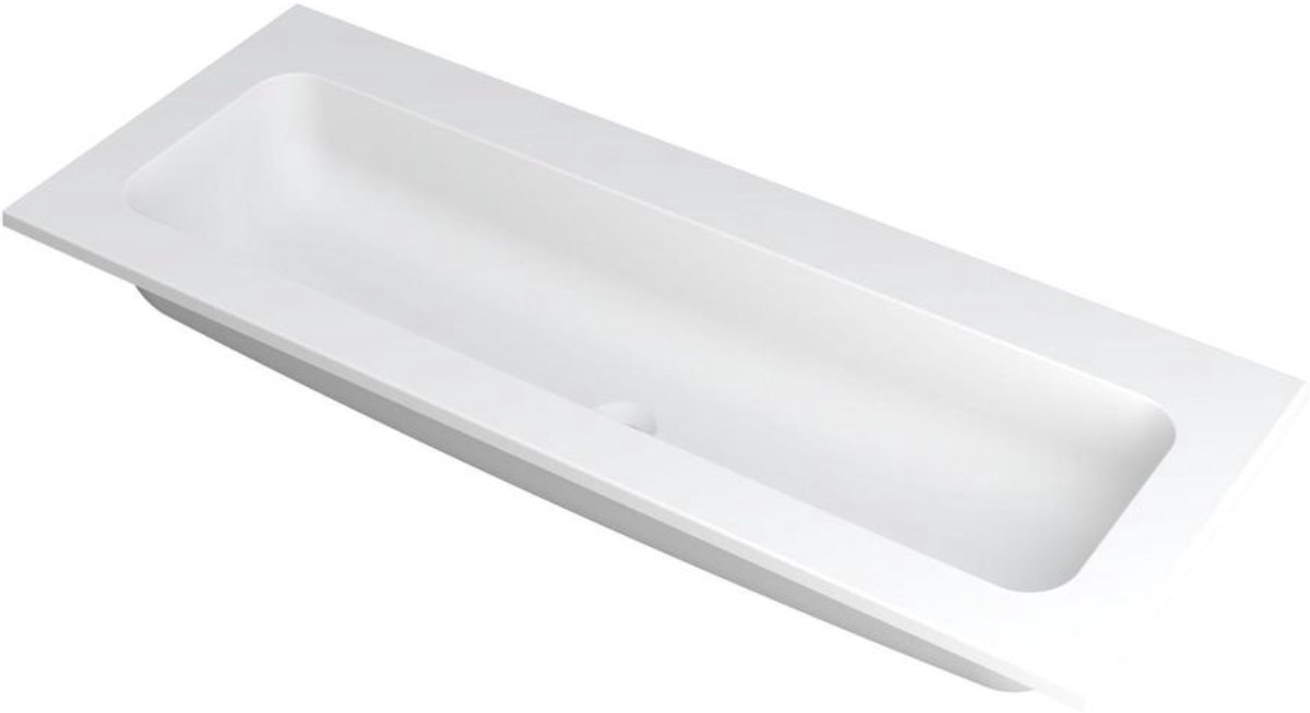 INK Faktor Wastafel Polystone Centraal Zonder Kraangat - 1200x450x15 mm - Mat Wit