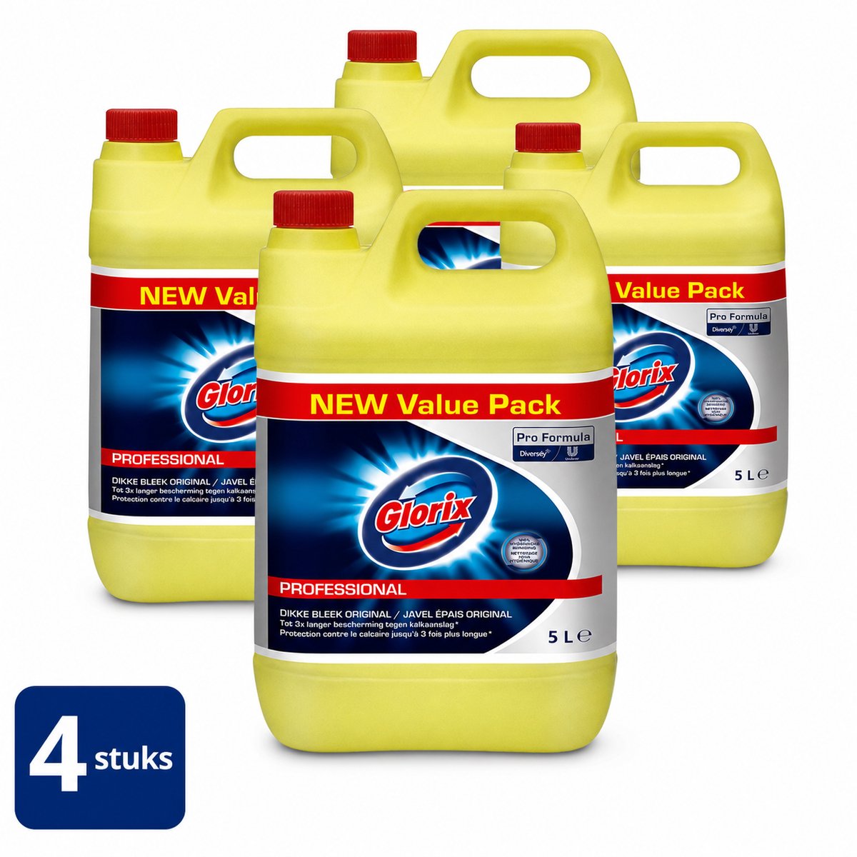 4x Glorix Professional Dikke Bleek Original Pro Formula 5 liter