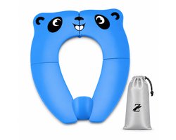 ZoeZo Panda Toiletverkleiner Opvouwbaar - Toiletbril voor Kinderen - Toilettrainer - Toilet zitje - WC Trainer met Opbergtasje - Blauw