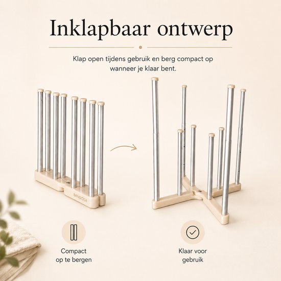Bangosa Flessen Droogrek - Droogrek Flessen - Flessenrek voor baby - Flessenrek baby - Vershoudzakkenhouder - Boterhamzakjes droogrek van Bangosa — afbeelding 3