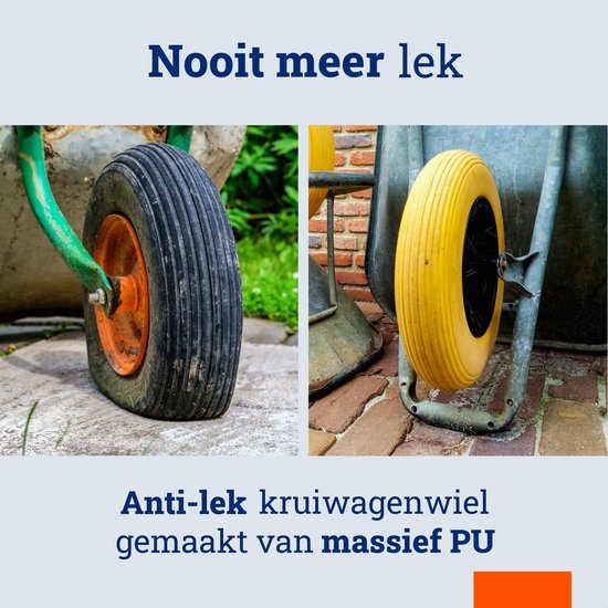 MESO Kruiwagenwiel Anti Lek - Kruiwagenwiel Massief - PU Band Lekvrij - Kruiwagenwielen met As - Kruiwagenwiel met Luchtband - Kruiwagenwielen - Draagvermogen 200KG - Asgat 20mm Incl. 130mm As van MESO — afbeelding 2