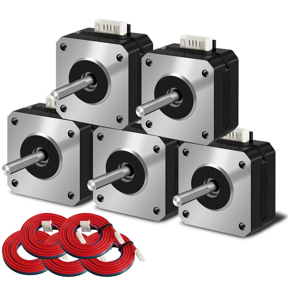 Dailygoody - Nema 17 Stappenmotor - Hoog Koppel - 42 x 23 mm - 4-fasen - 100 cm Kabel - Ideaal voor 3D Printers - Geschikt voor Creality CR-10 en Ende