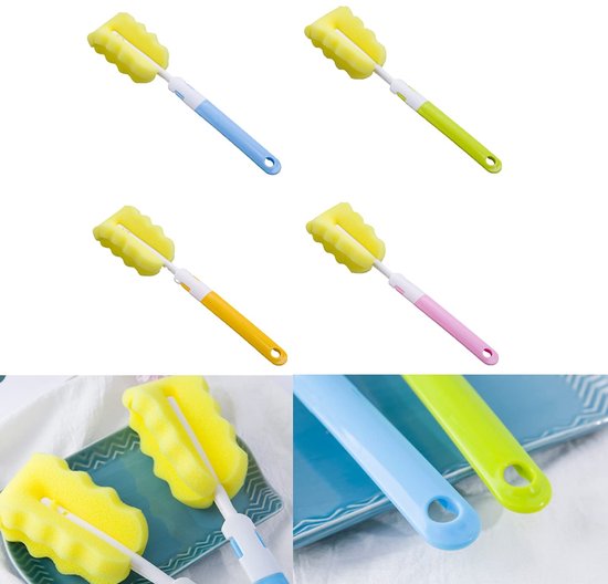 Allecto - Flessenborstel - Spons Borstel - Ideaal voor Kinderen - 8 Stuks - Multi-kleurig - Voor Kopjes en Waterkokers - Geschikt voor Thuis en Kan... van Allecto — afbeelding 3