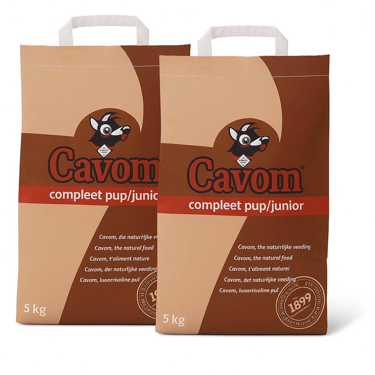2x Cavom Compleet Pup/Junior Hondenvoer 5 kg - Volledige Voeding voor Puppy’s - Smakelijke Brokken - Groei Ondersteuning