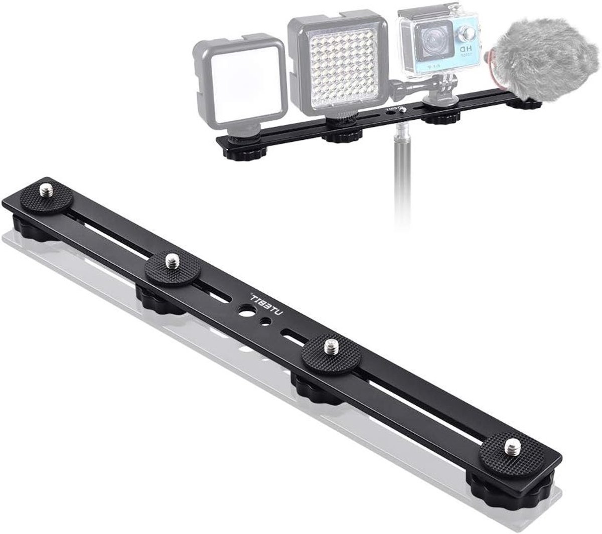 Dual Flash Bracket van 30 cm voor DSLR-camera en LED verlichting