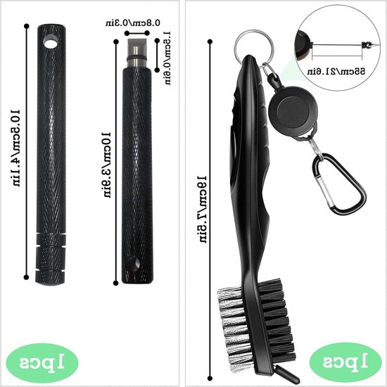 Golf Borstel en Sharpener voor Golfclubs, Dubbelzijdige Nylon en RVS, Inclusief Aluminium Carabiner, Ideaal voor Golfaccessoires en Cadeaus — afbeelding 5