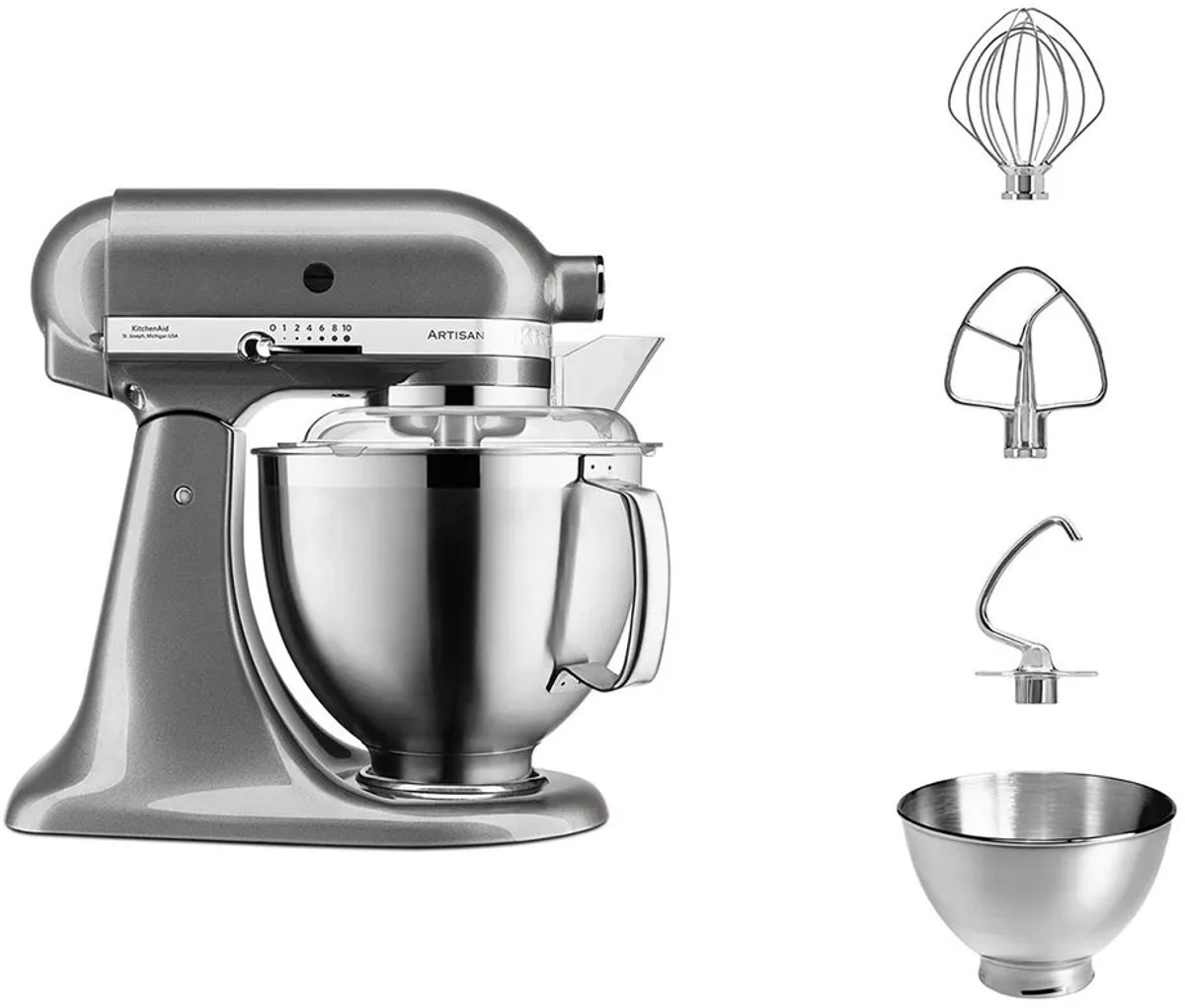 KitchenAid Artisan Mixer - 300W Zilver, 10 Snelheden thumbnail 3