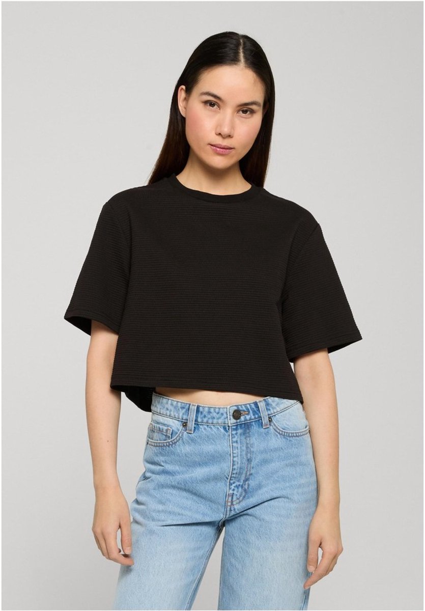 Urban Classics Ladies Structured Jersey Cropped Tee Dames T-shirt – S Zwart