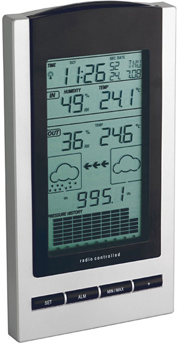 TFA-Dostmann 35.1083.54 digitale weerstation Zwart Zilver Batterij/Accu