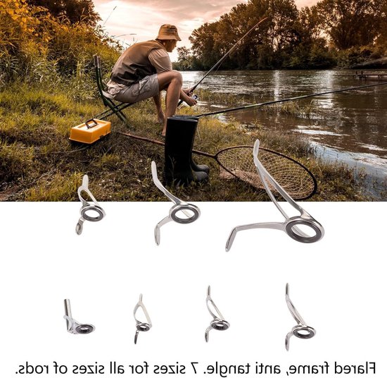 Hengel Gidsen Ringen van Staal en Keramiek voor Zoet- en Zoutwater Vissen, 7 Maten, Dubbele Benen — afbeelding 5
