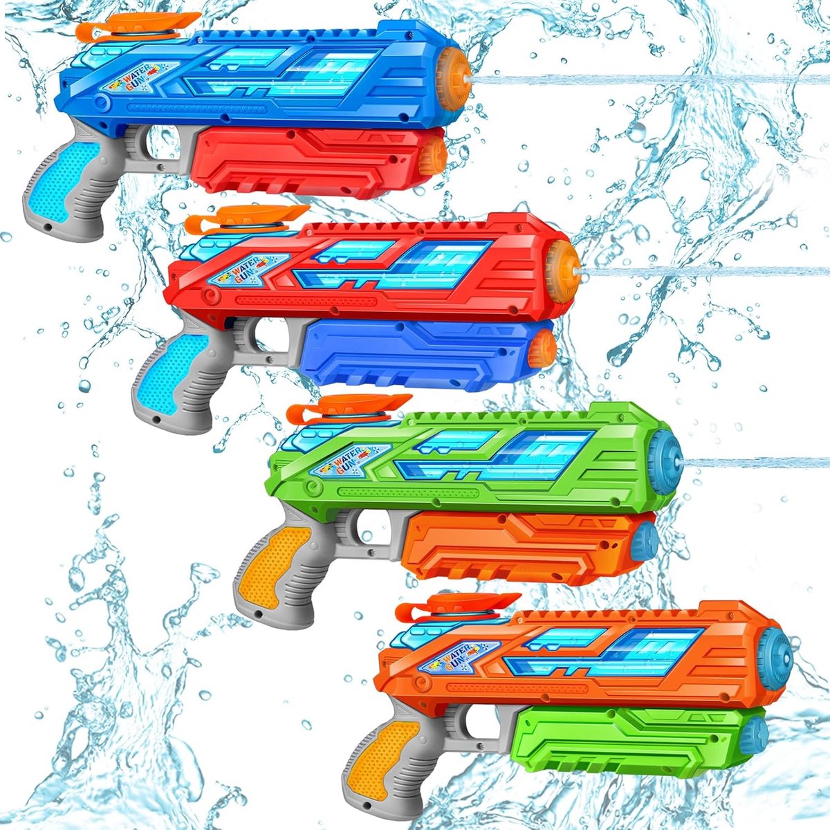 Waterpistool Kinderen - 4 Stuks - van 3-60 Jaar - Waterpistooltjes Klein - Watergeweer - Waterblaster - Watergevecht - Buitenspeelgoed - Zomerspeelgoed - Waterspeelgoed - 280 ml - Blauw/Rood/Groen/Oranje - van Imperatoris