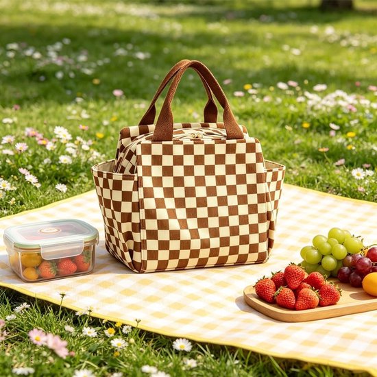 Grote thermotas voor levensmiddelen, 12 liter, ideaal voor picknick, werk en school met zijvakken voor waterflessen en tafelbenodigdheden — afbeelding 5