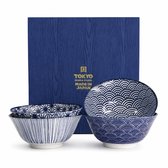 Tokyo Design Studio Nippon Blue - Set van 4 Kommen - Ø 15,2 cm - 500ml - In fraaie Geschenkdoos