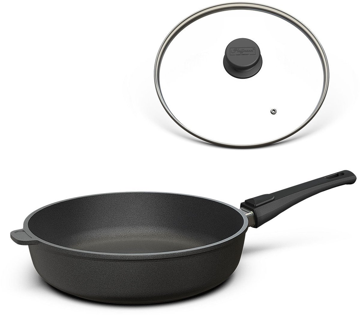 Hoffmann CLASSIQ hapjespan - Ø 20 cm - Antikleef - Afneembare steel - Met glazen deksel - Gemaakt in Duitsland