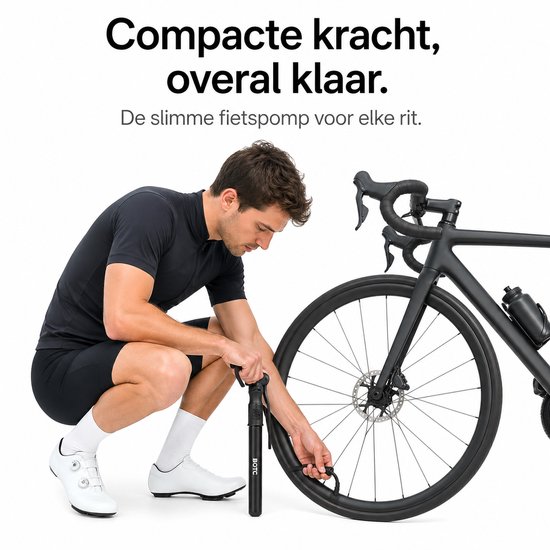 BOTC Fietspomp - Handpomp - Autoventiel - Dunlopventiel - Zwart — afbeelding 3