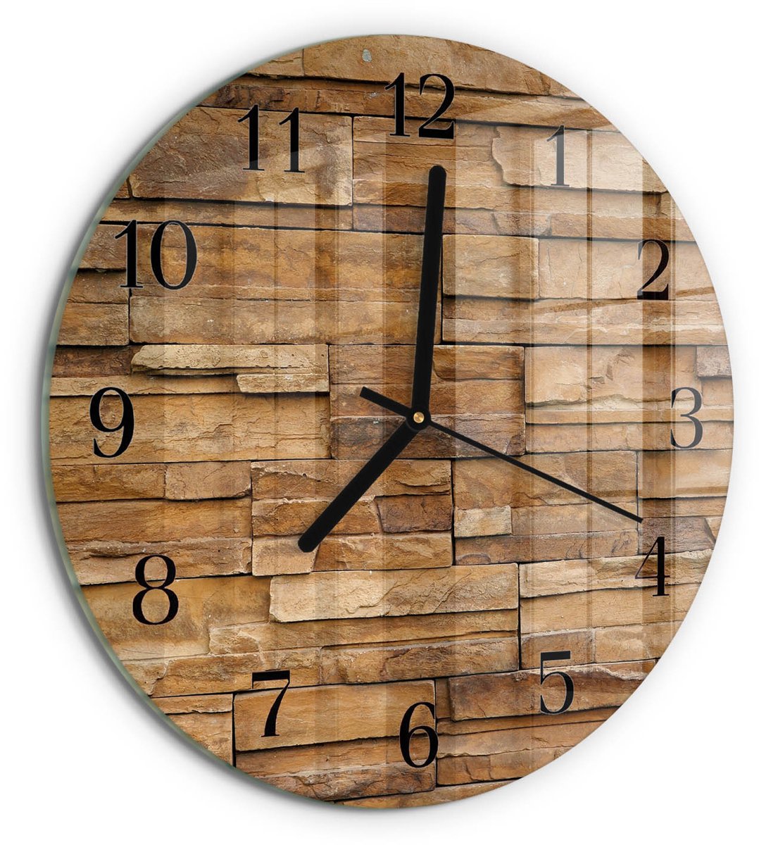 TULUP Wandklok - Klinker Moderne Glazen Wandklok - 30fi cm - Bruin Wandklok Glas Met Motief - Zwarte Handen - Ronde Wandklok - Wandklok Glas Decoratie - Gekleurde Glazen Klok Bruin - Klinker