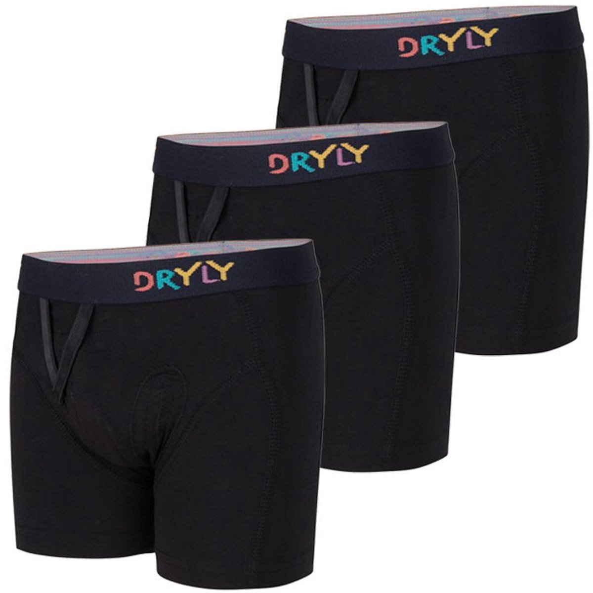 Dryly Plaswekkerbroekje Jongens (3-pack) - Zindelijkheidstraining - Boxershort - Zwart - Plaswekker - Maat 122-128