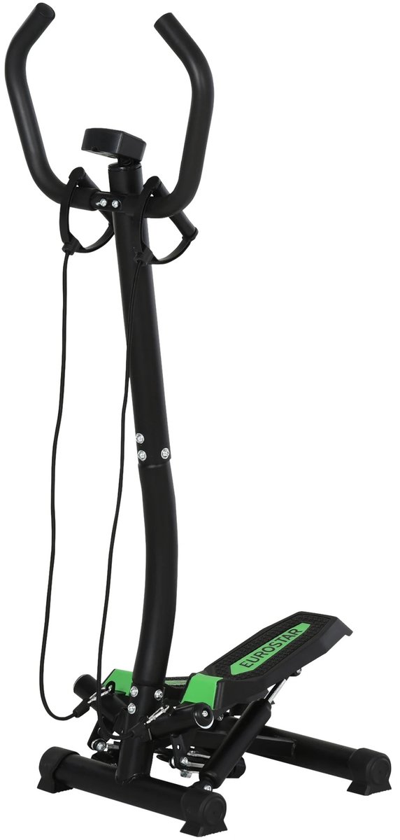 Roossentials step machine - Stepper - Up and down stepper - Fitness apparaat - Met 2 voetensteunen - Verstelbare pedalen - Zwart