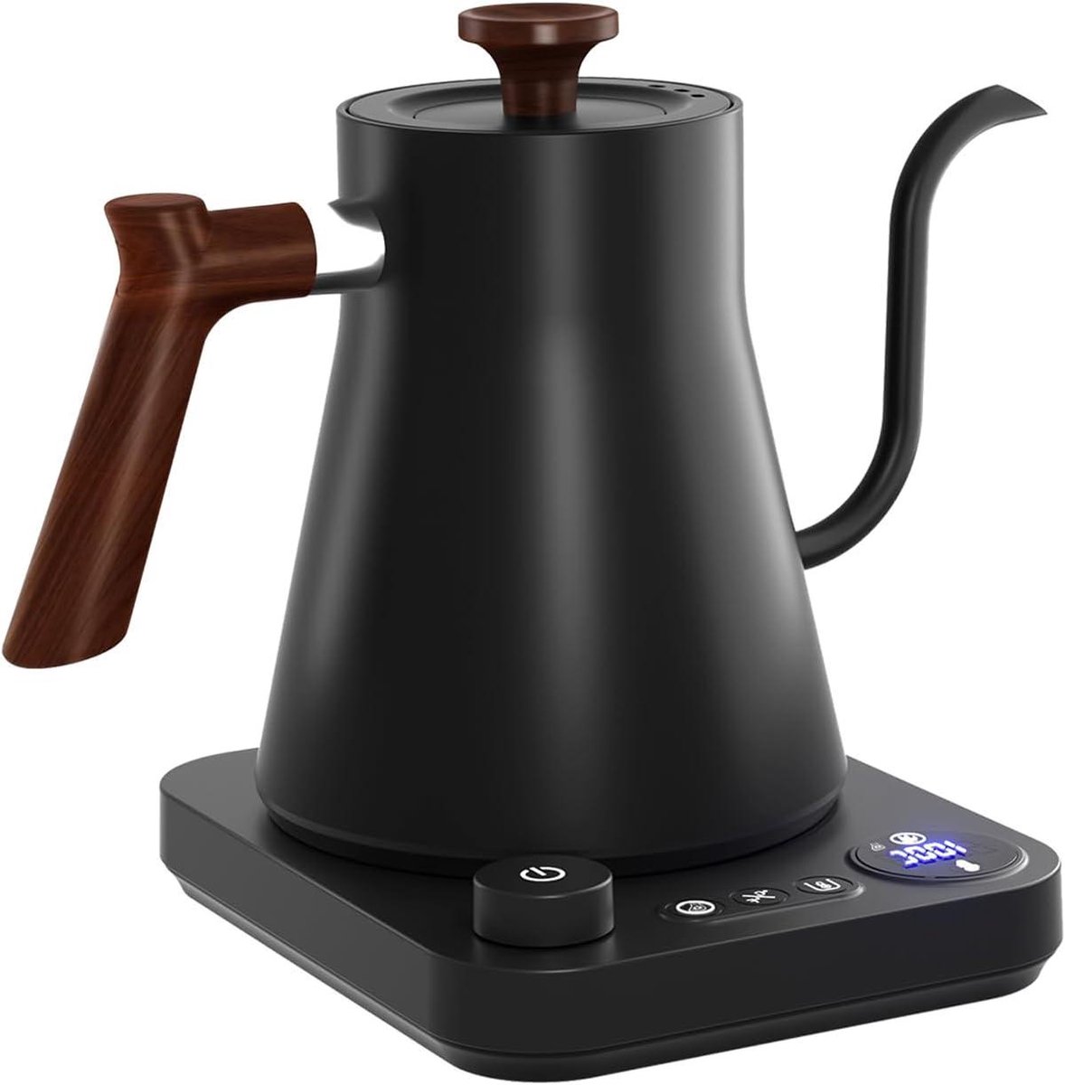 BiYiNiao Elektrische zwanenhals-waterkoker, elektrische waterkoker, temperatuurregeling ± 1 °F, roestvrijstalen binnenruimte, snel opwarmen, voor het uitgieten via koffie, zetthee
