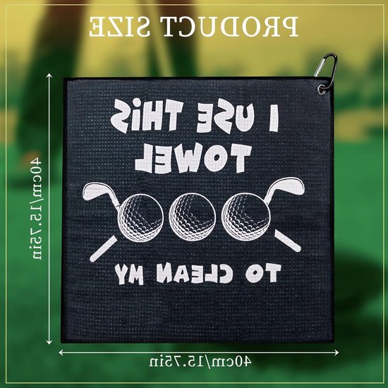 SnelShoppen - Golf Handdoek, Gepersonaliseerde Golf Accessoires Golfdoek voor Golf Tassen met Clip, Ideaal als Golf Cadeau voor Mannen, Echtgenoten, V van Snelshoppen — afbeelding 5