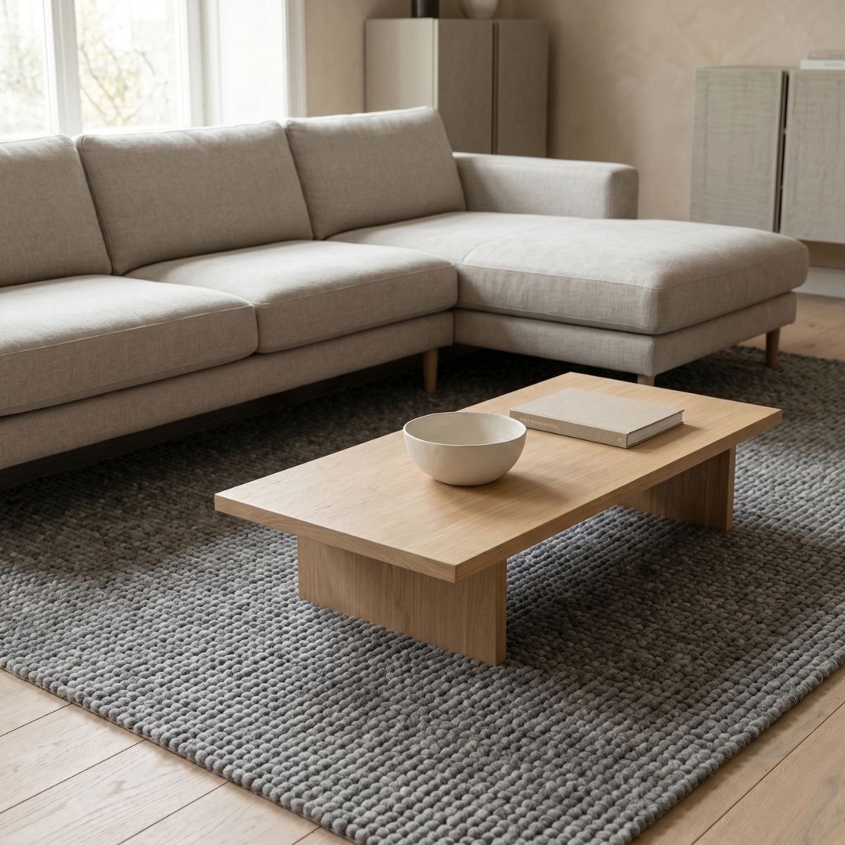DÉJA Living Vloerkleed 200x290cm - Laagpolig Grijs Wol - Bela