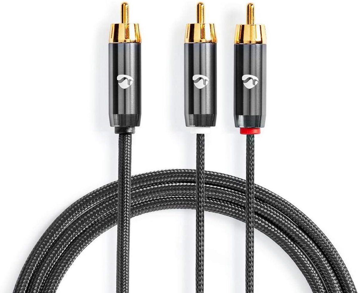 Subwoofer Kabel - RCA Audio - Home Cinema - Vergulde Connectoren - 3 meter - Grijs