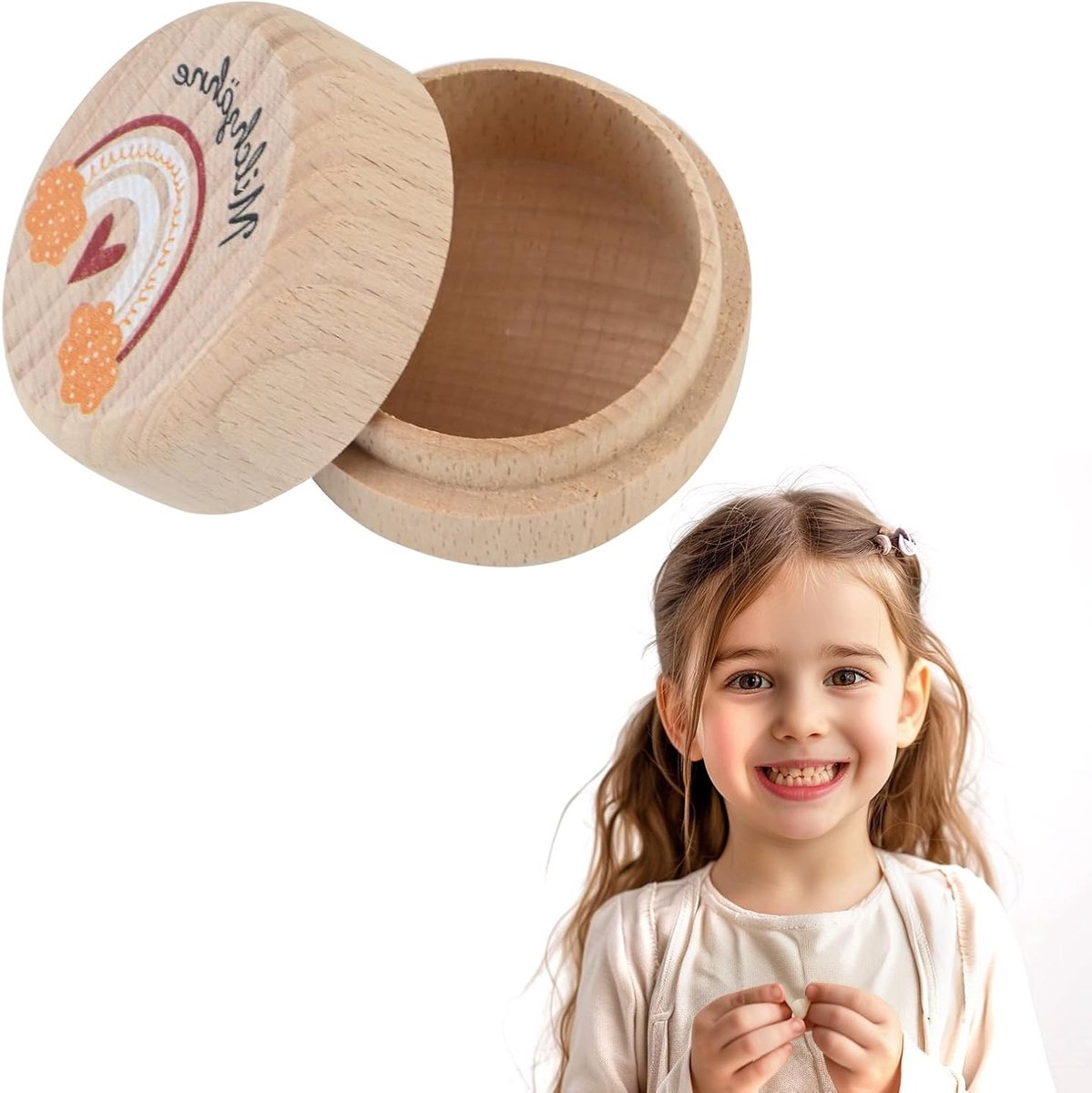Houten Melktanden Doos - Herinneringsdoos voor Melktanden voor Kinderen